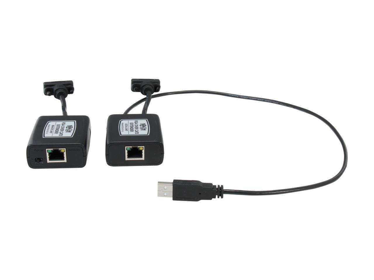 Tripp Lite VGA over Cat5/Cat6 Extender Kit, Transmitter and Receiver, USB-Powered, 1920x1440 at 60Hz B130-101-U
