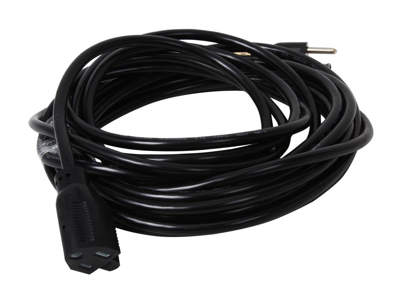 Tripp Lite Model P022-025 25 ft. Power Extension Cord, NEMA 5-15P to NEMA 5-15R - 10A, 120V, 18 AWG, 25 ft. Black