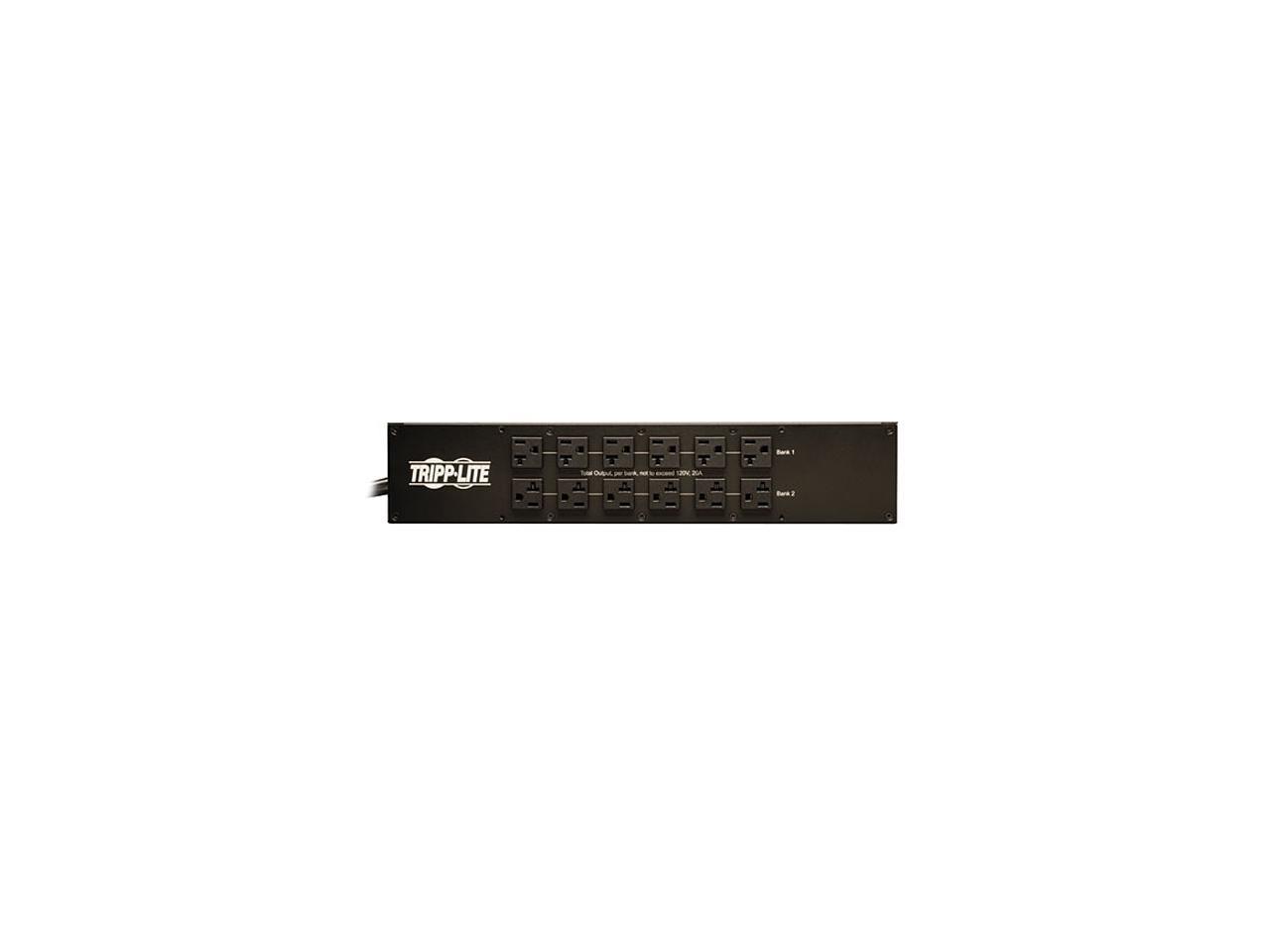 Tripp Lite Metered PDU with ATS, 2.9 kW Single-Phase 120V Outlets (24 x 5-15/20R, 1 x L5-30R), 2 x L5-30P, 2 x 10 Feet Cords, 2U Rack-Mount, TAA (PDUMH30AT)