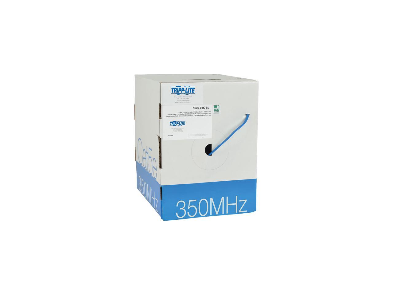 Tripp Lite Cat 5/Cat5e Bulk Solid-Core PVC Cable, 350 MHz, Blue, 1000 ft. (N022-01K-BL)