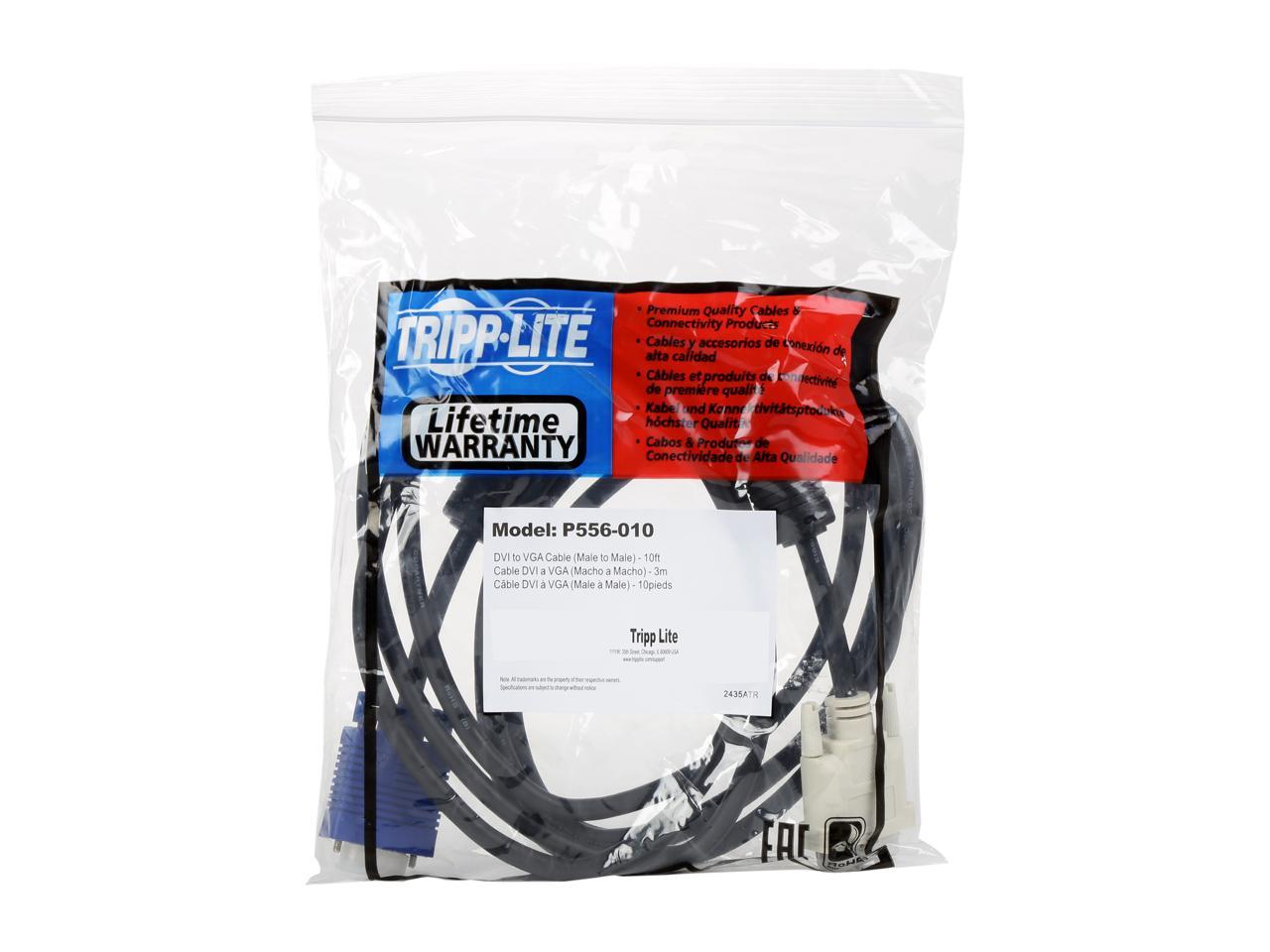 Tripp Lite P556-010 Black Connector A: DVI-A Connector B: HD15 (MALE) DVI to VGA Cable (DVI Male to HD15 Male)