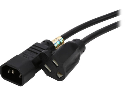 Tripp Lite Model P002-002-10A 2 ft. Black 18AWG SJT, 10A, 125V IEC-320-C14 to NEMA 5-15R Power Cord Male to Female
