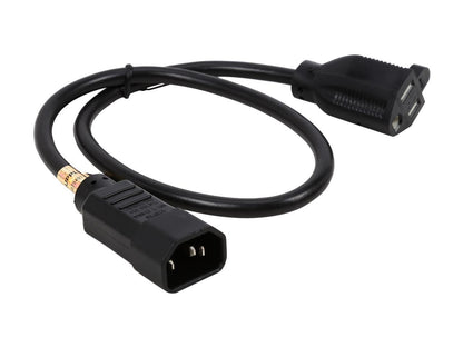 Tripp Lite Model P002-002-10A 2 ft. Black 18AWG SJT, 10A, 125V IEC-320-C14 to NEMA 5-15R Power Cord Male to Female