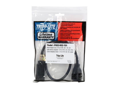Tripp Lite Model P002-002-10A 2 ft. Black 18AWG SJT, 10A, 125V IEC-320-C14 to NEMA 5-15R Power Cord Male to Female