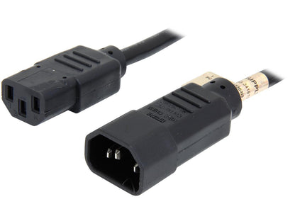 Tripp Lite Model P004-001 1 ft. Black 18AWG SJT, 10A, 100-250V IEC-320-C14 to IEC-320-C13 Power Cord Male to Female