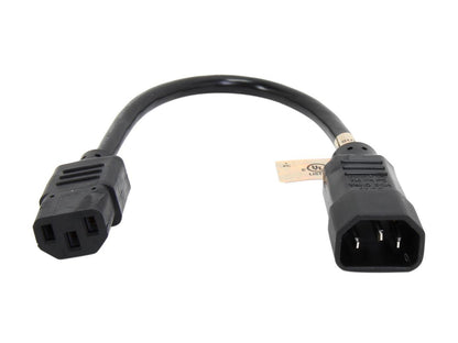 Tripp Lite Model P004-001 1 ft. Black 18AWG SJT, 10A, 100-250V IEC-320-C14 to IEC-320-C13 Power Cord Male to Female