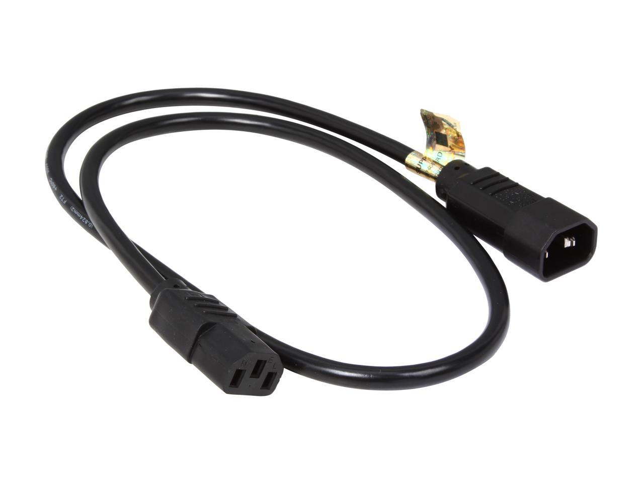 Tripp Lite Model P004-003 3 ft. Black 18AWG SJT, 10A, 100-250V IEC-320-C14 to IEC-320-C13 Power Cord Male to Female