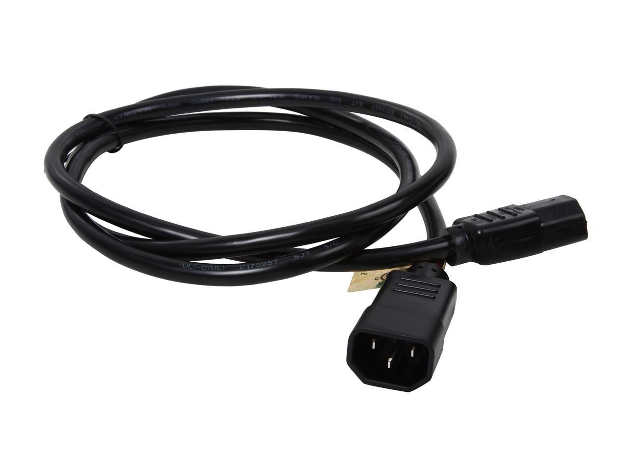 Tripp Lite Model P004-005-13A 5 ft. Black 16AWG SJT, 13A, 100-250V IEC-320-C14 to IEC-320-C13 Power Cord Male to Female