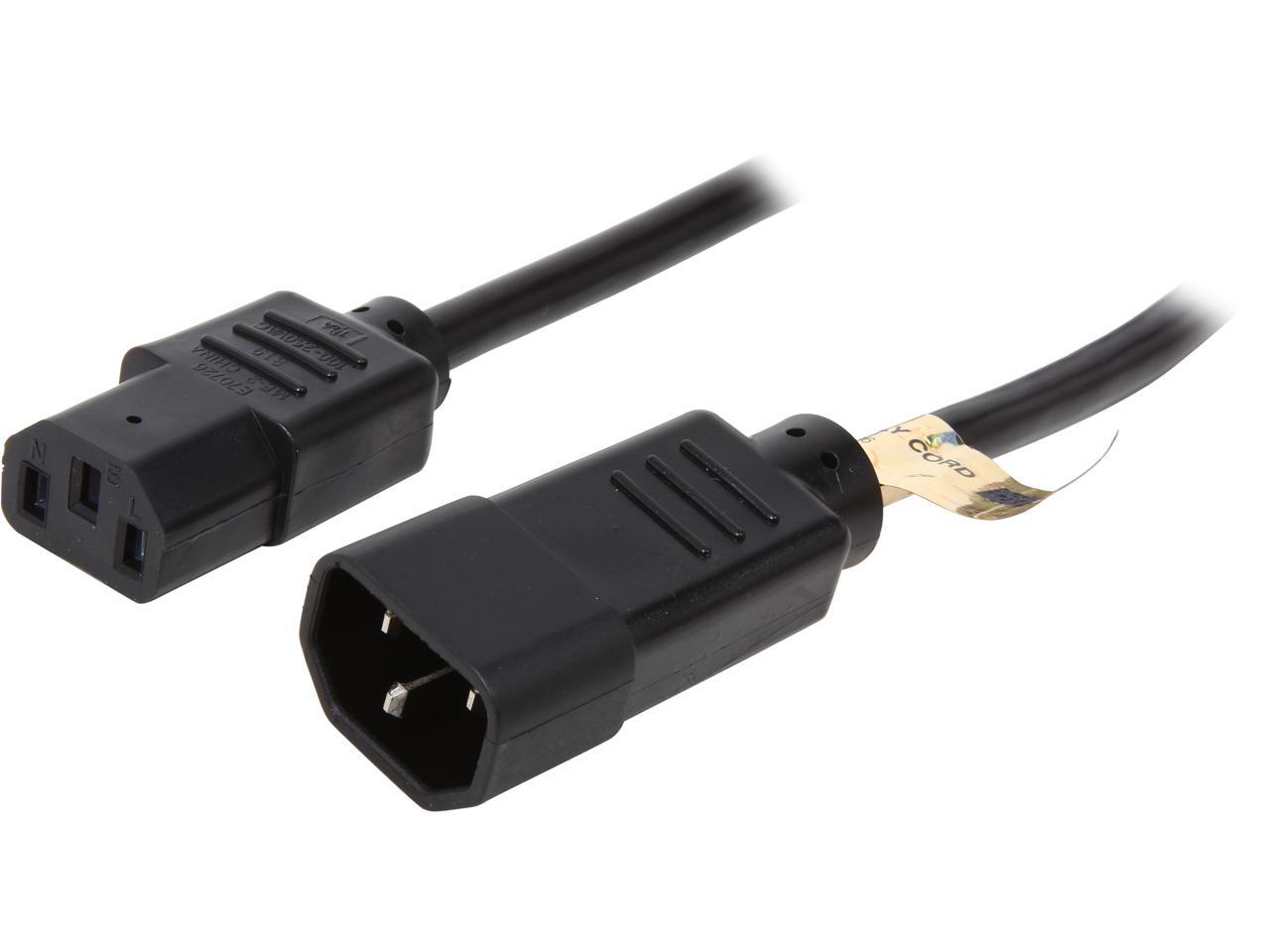 Tripp Lite Model P004-008 8 ft. Black 18AWG SJT, 10A, 100-250V IEC-320-C14 to IEC-320-C13 Power Cord Male to Female