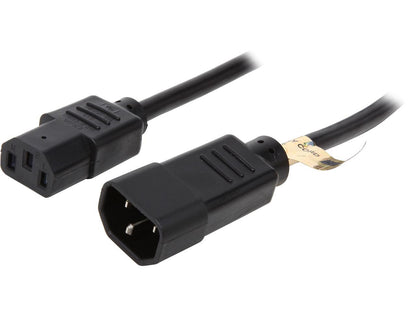 Tripp Lite Model P004-008 8 ft. Black 18AWG SJT, 10A, 100-250V IEC-320-C14 to IEC-320-C13 Power Cord Male to Female