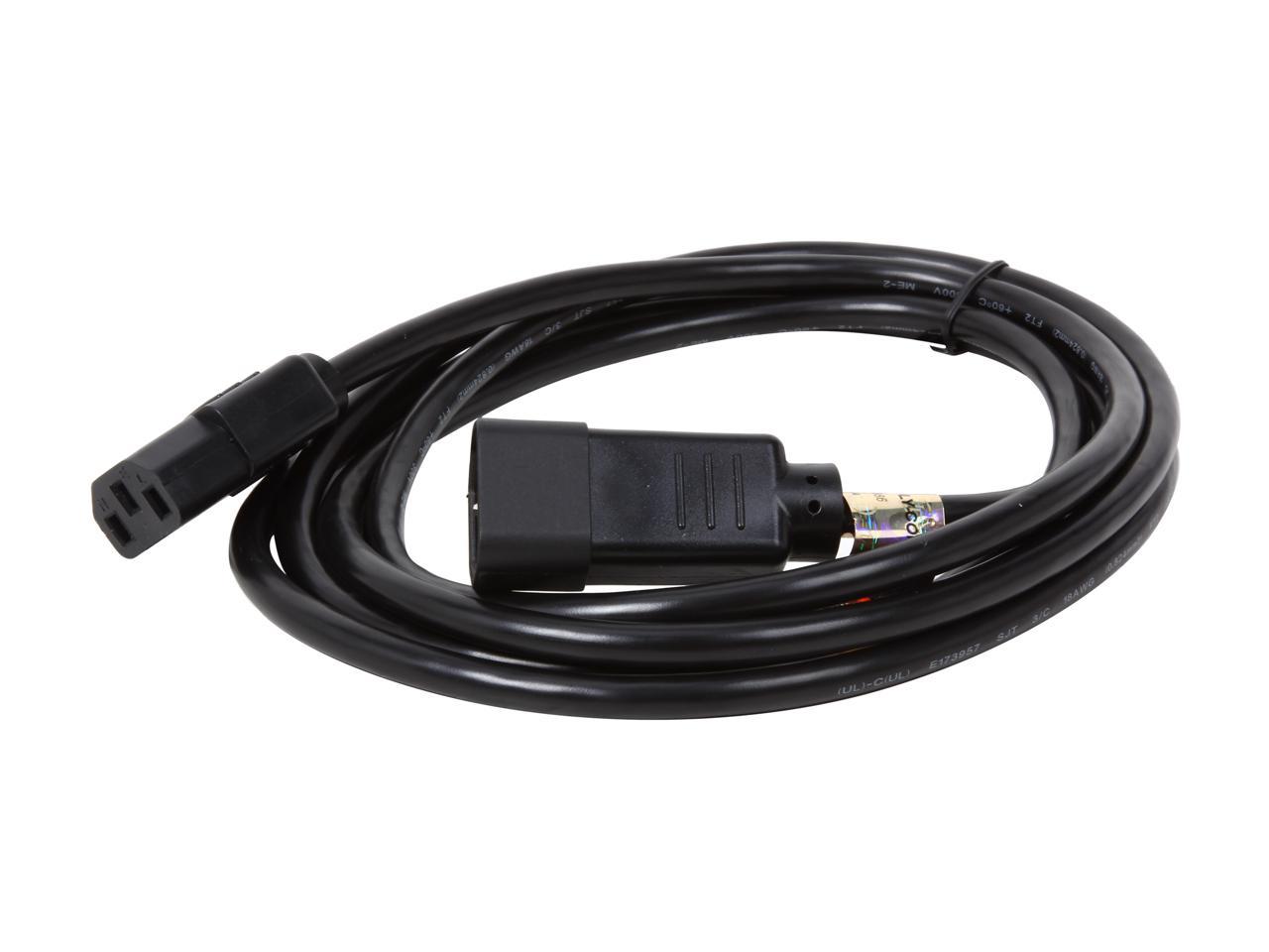 Tripp Lite Model P004-008 8 ft. Black 18AWG SJT, 10A, 100-250V IEC-320-C14 to IEC-320-C13 Power Cord Male to Female