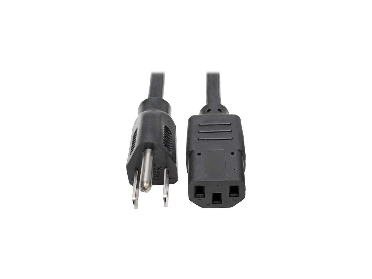 Tripp Lite Universal Computer Power Cord, 10A, 18AWG (NEMA 5-15P to IEC-320-C13), 1-ft. (P006-001)