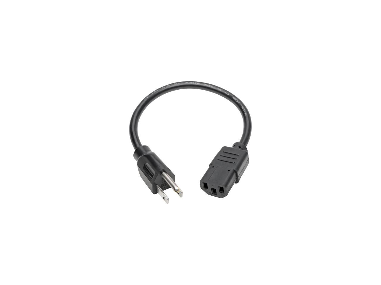 Tripp Lite Universal Computer Power Cord, 10A, 18AWG (NEMA 5-15P to IEC-320-C13), 1-ft. (P006-001)
