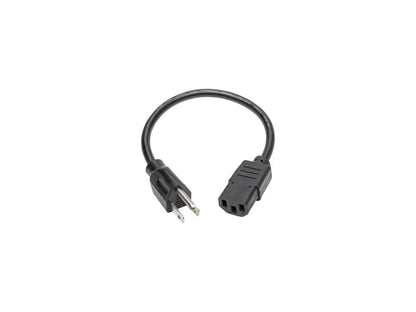 Tripp Lite Universal Computer Power Cord, 10A, 18AWG (NEMA 5-15P to IEC-320-C13), 1-ft. (P006-001)