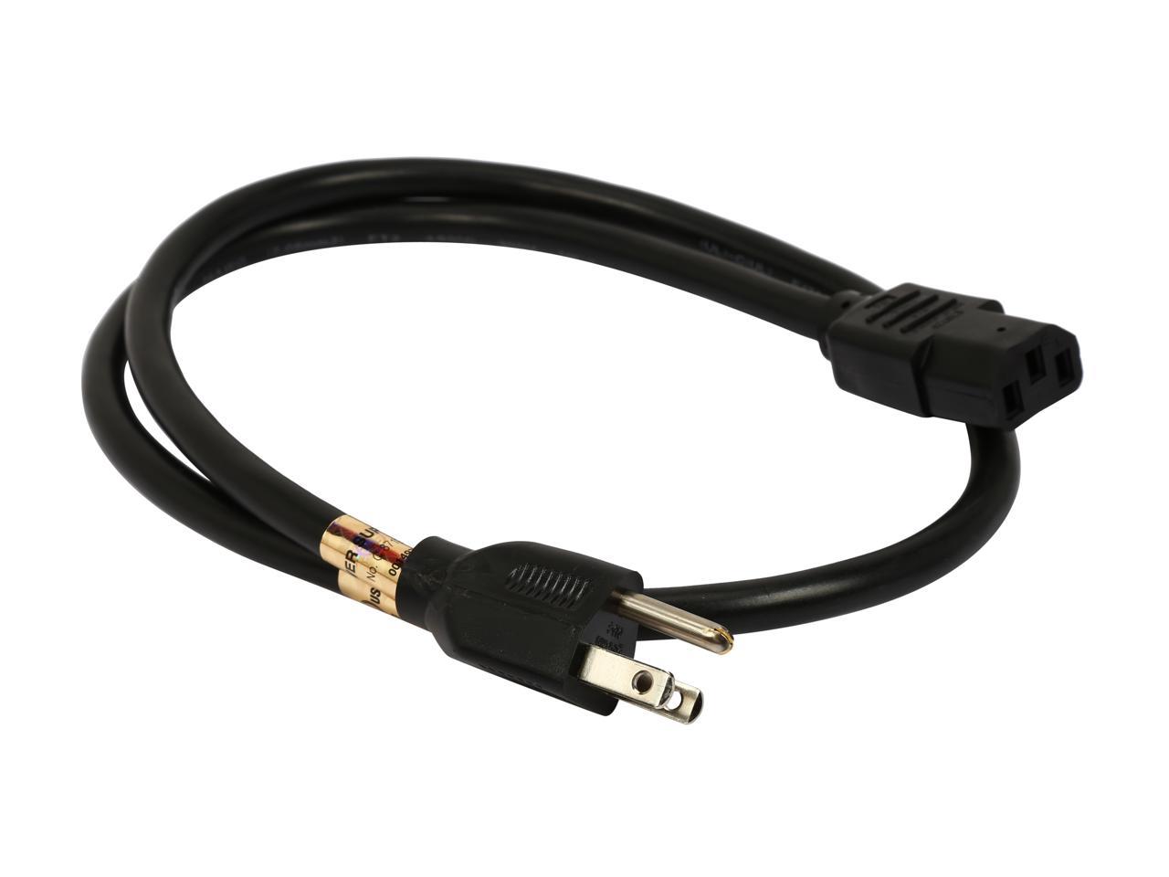 Tripp Lite Model P007-003 3 ft. Heavy-Duty Computer Power Cord, 14AWG 15A (NEMA 5-15P to IEC-320-C13)