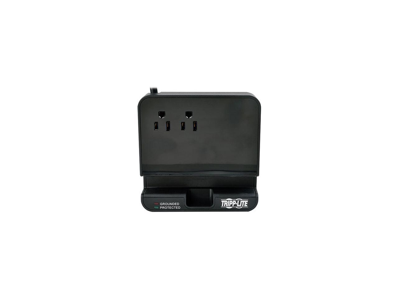 Tripp Lite TLP26USBB Protect It! 2- Outlet Surge Protector, 6-ft. Cord, 1080 Joules, 4 USB Charging Ports (4.8A total)