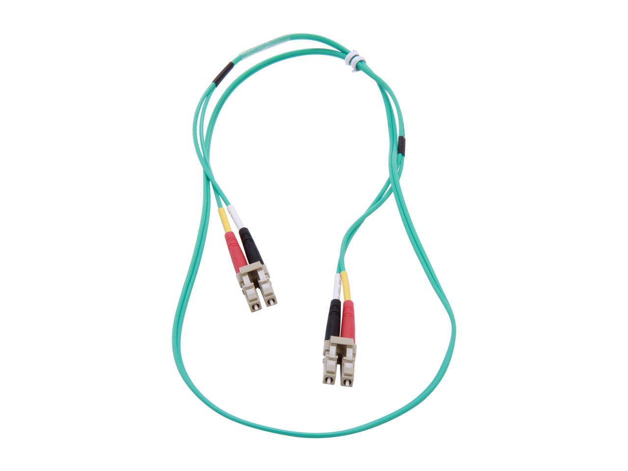 C2G 33045 OM3 Fiber Optic Cable - LC-LC 10Gb 50/125 Duplex Multimode PVC Fiber Cable, Aqua (3.3 Feet, 1 Meter)