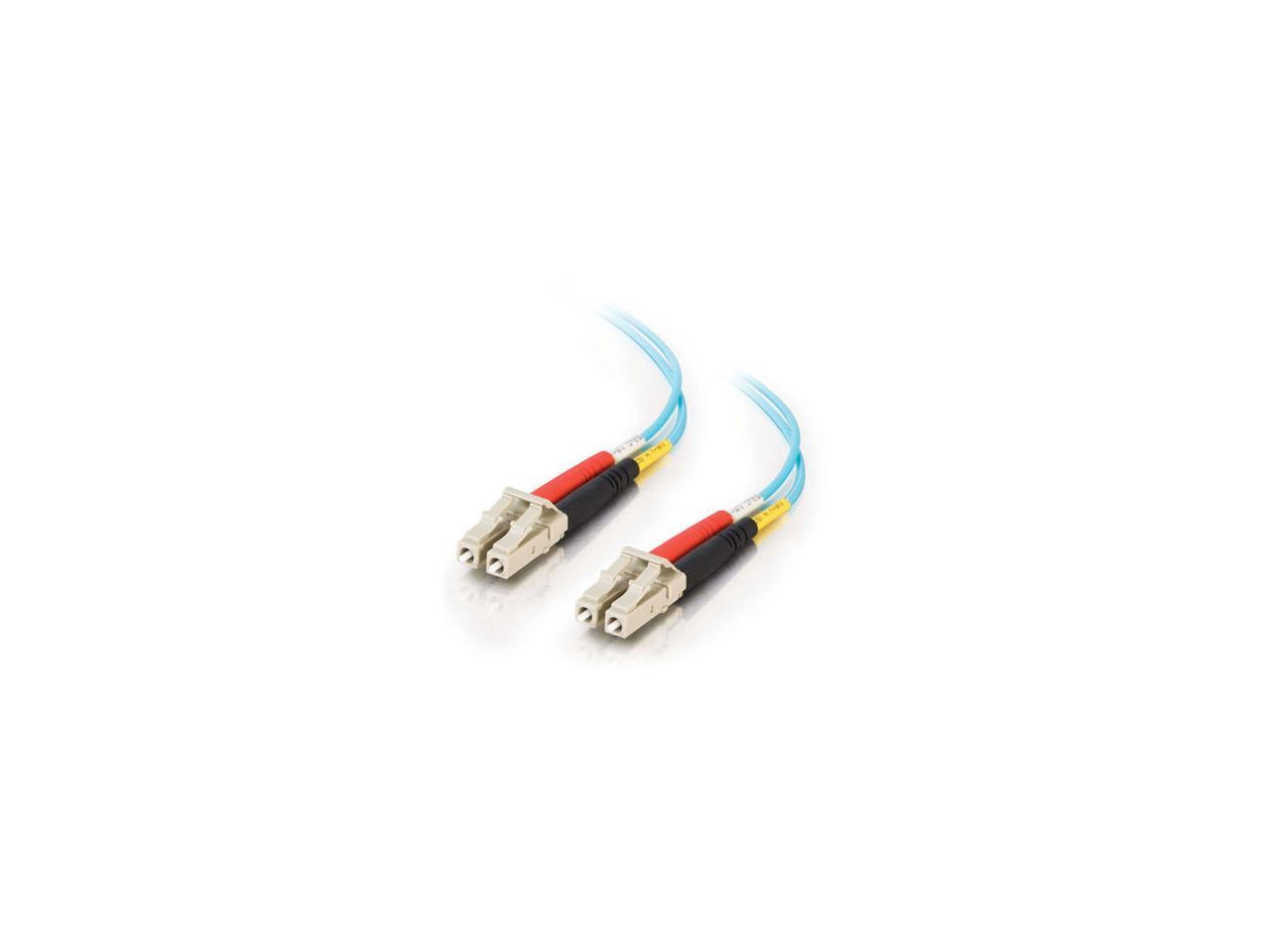 C2G 33046 OM3 Fiber Optic Cable - LC-LC 50/125 10Gb Duplex Multimode PVC Fiber Cable, Aqua (6.6 Feet, 2 Meters)