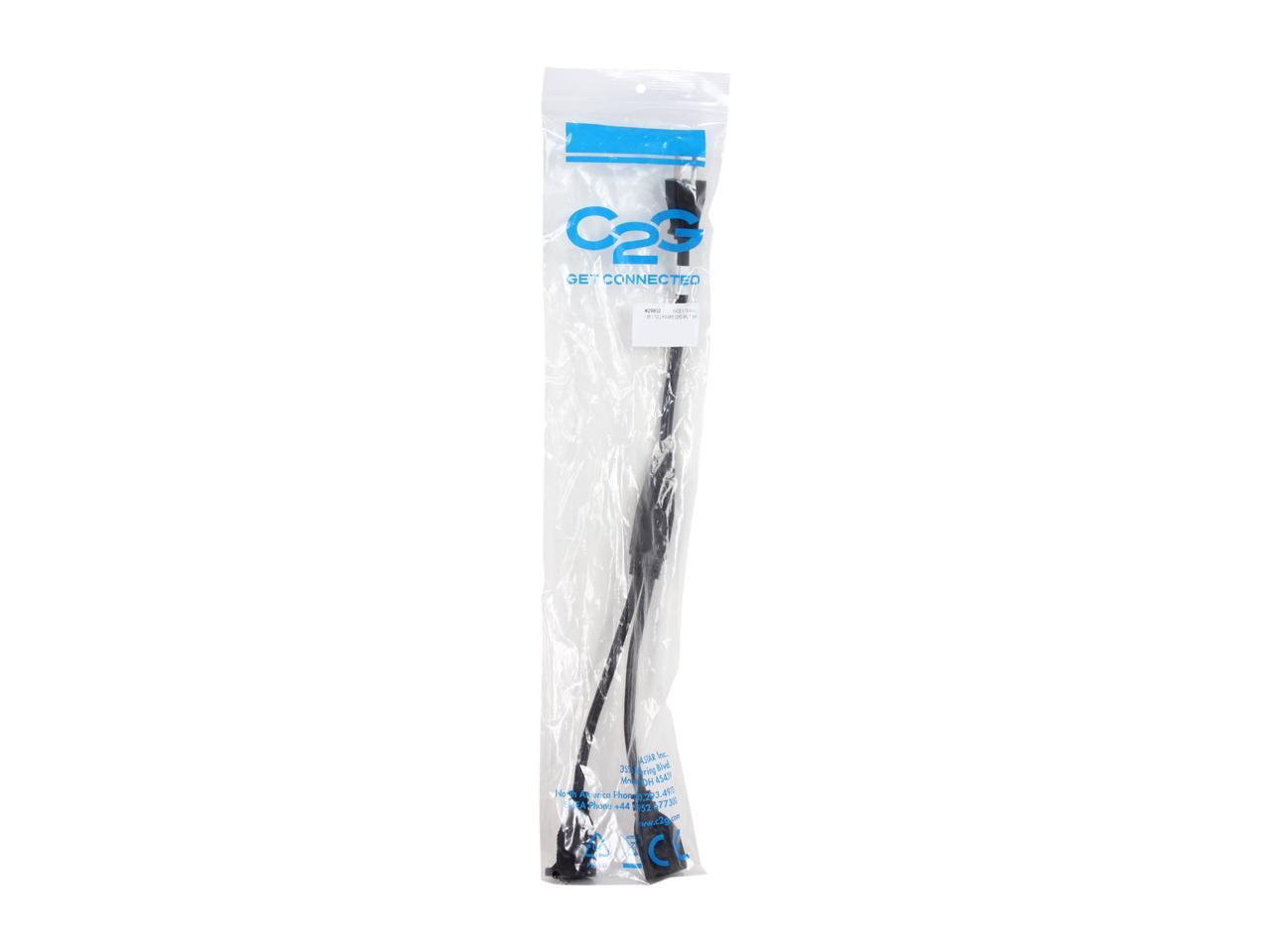 C2G 29802 16 AWG 1-to-2 Power Cord Splitter (NEMA 5-15P to 2 NEMA 5-15R) TAA Compliant, Black (18 Inch)