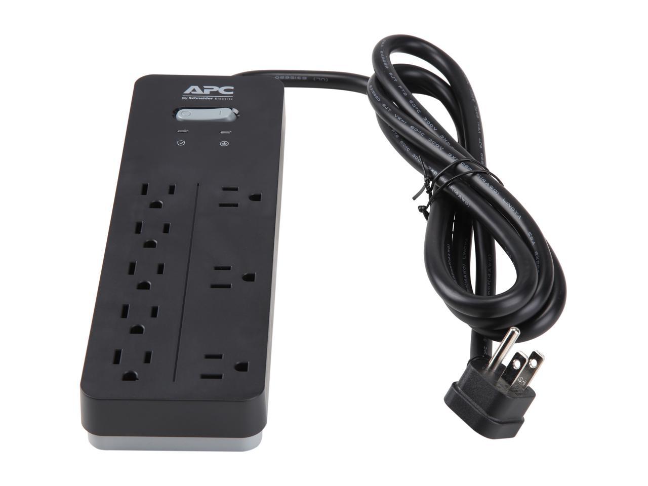APC 8-Outlet Surge Protector, SurgeArrest Home / Office - Black (PH8)