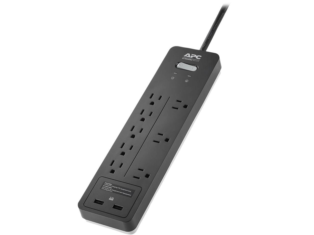 APC 8-Outlet Surge Protector with USB Charging Ports, SurgeArrest Home / Office - Black (PH8U2)
