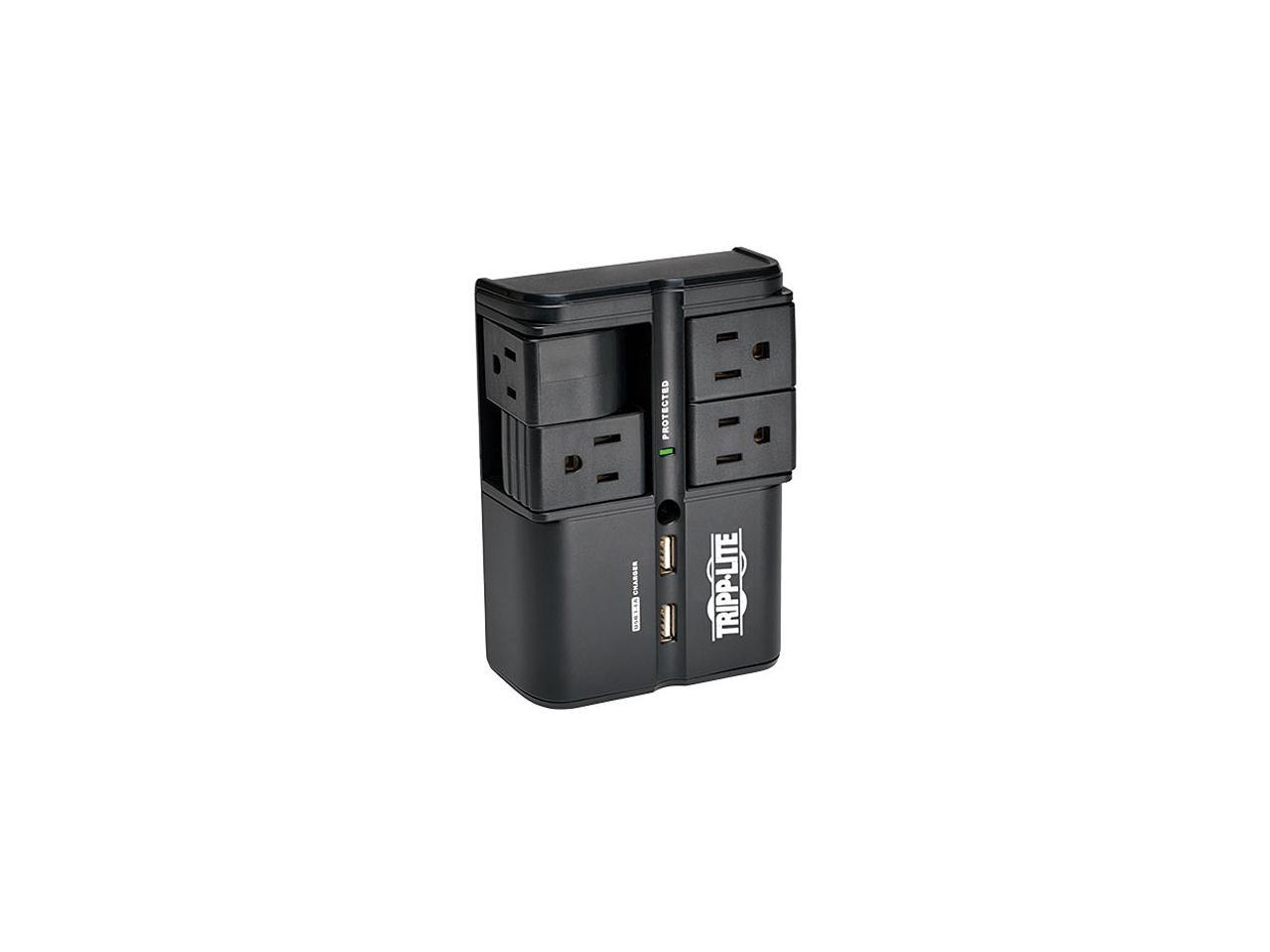 Tripp Lite SK40RUSBB Protect It! 4-Rotatable Outlet Surge Protector, Direct Plug-In, 1080 Joules, 2 USB Charging Ports 3.4A