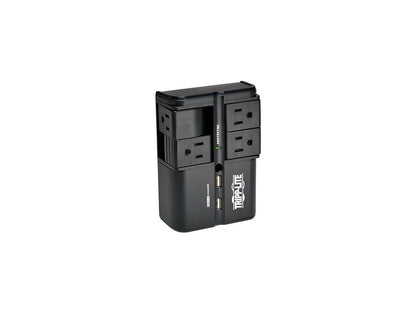 Tripp Lite SK40RUSBB Protect It! 4-Rotatable Outlet Surge Protector, Direct Plug-In, 1080 Joules, 2 USB Charging Ports 3.4A