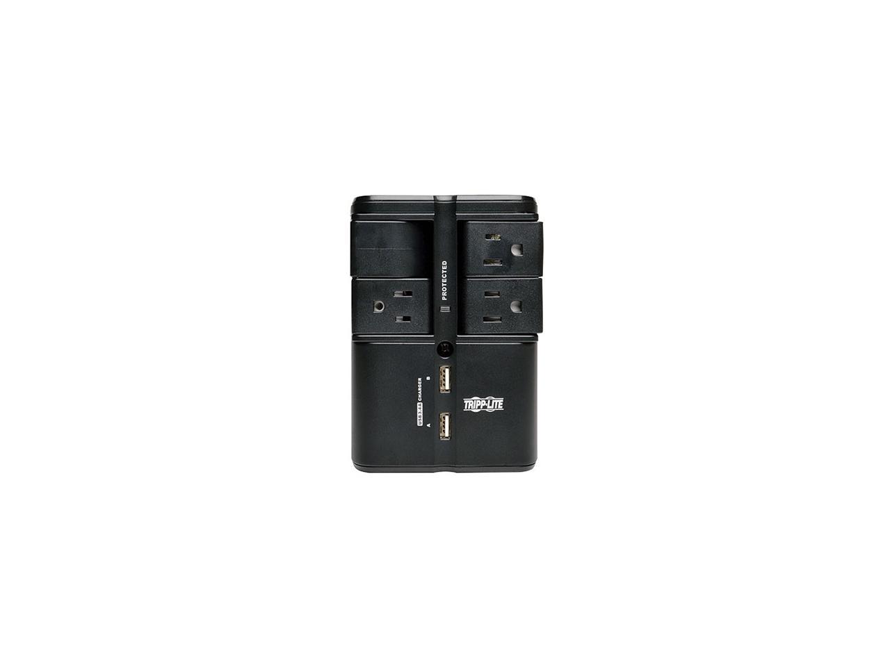Tripp Lite SK40RUSBB Protect It! 4-Rotatable Outlet Surge Protector, Direct Plug-In, 1080 Joules, 2 USB Charging Ports 3.4A
