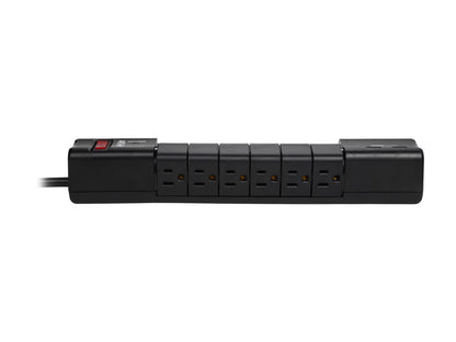 Tripp Lite TLP608RUSBB Protect It! 6- Rotatable Outlet Surge Protector, 8-ft. Cord, 1080 Joules, 2 USB Charging Ports (3.4A)