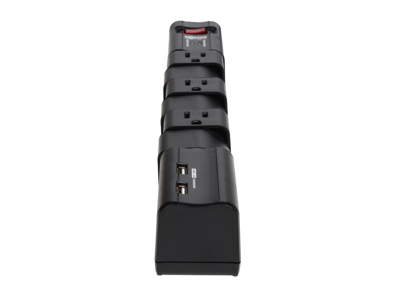 Tripp Lite TLP608RUSBB Protect It! 6- Rotatable Outlet Surge Protector, 8-ft. Cord, 1080 Joules, 2 USB Charging Ports (3.4A)