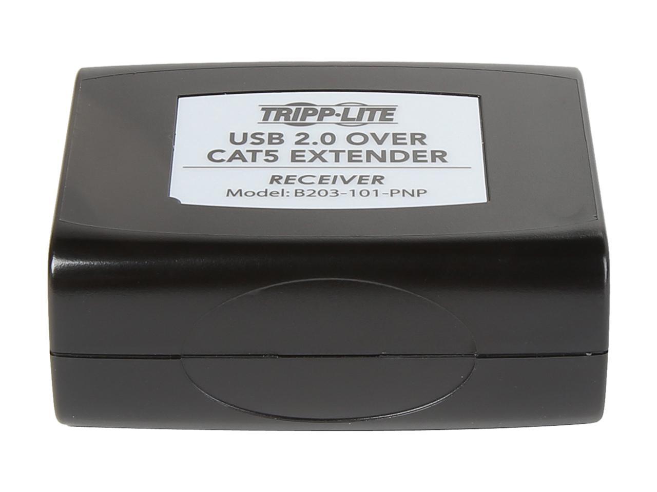 Tripp Lite 1-Port USB 2.0 Over Cat5/Cat6 Extender Kit, Transmitter & Receiver, Hi-Speed USB-A Up to 164 ft. (B203-101-PNP)