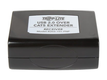 Tripp Lite 1-Port USB 2.0 Over Cat5/Cat6 Extender Kit, Transmitter & Receiver, Hi-Speed USB-A Up to 164 ft. (B203-101-PNP)