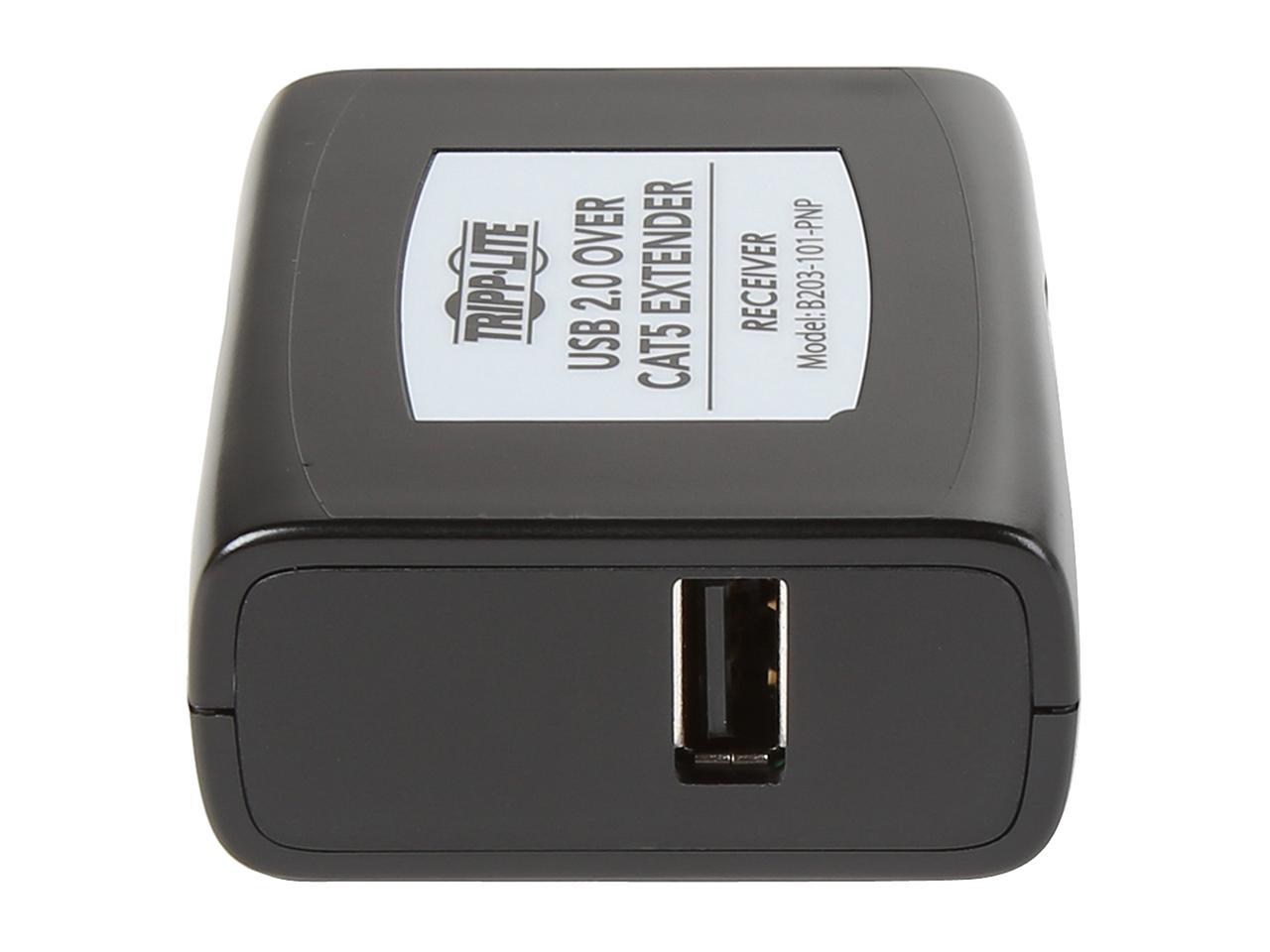 Tripp Lite 1-Port USB 2.0 Over Cat5/Cat6 Extender Kit, Transmitter & Receiver, Hi-Speed USB-A Up to 164 ft. (B203-101-PNP)