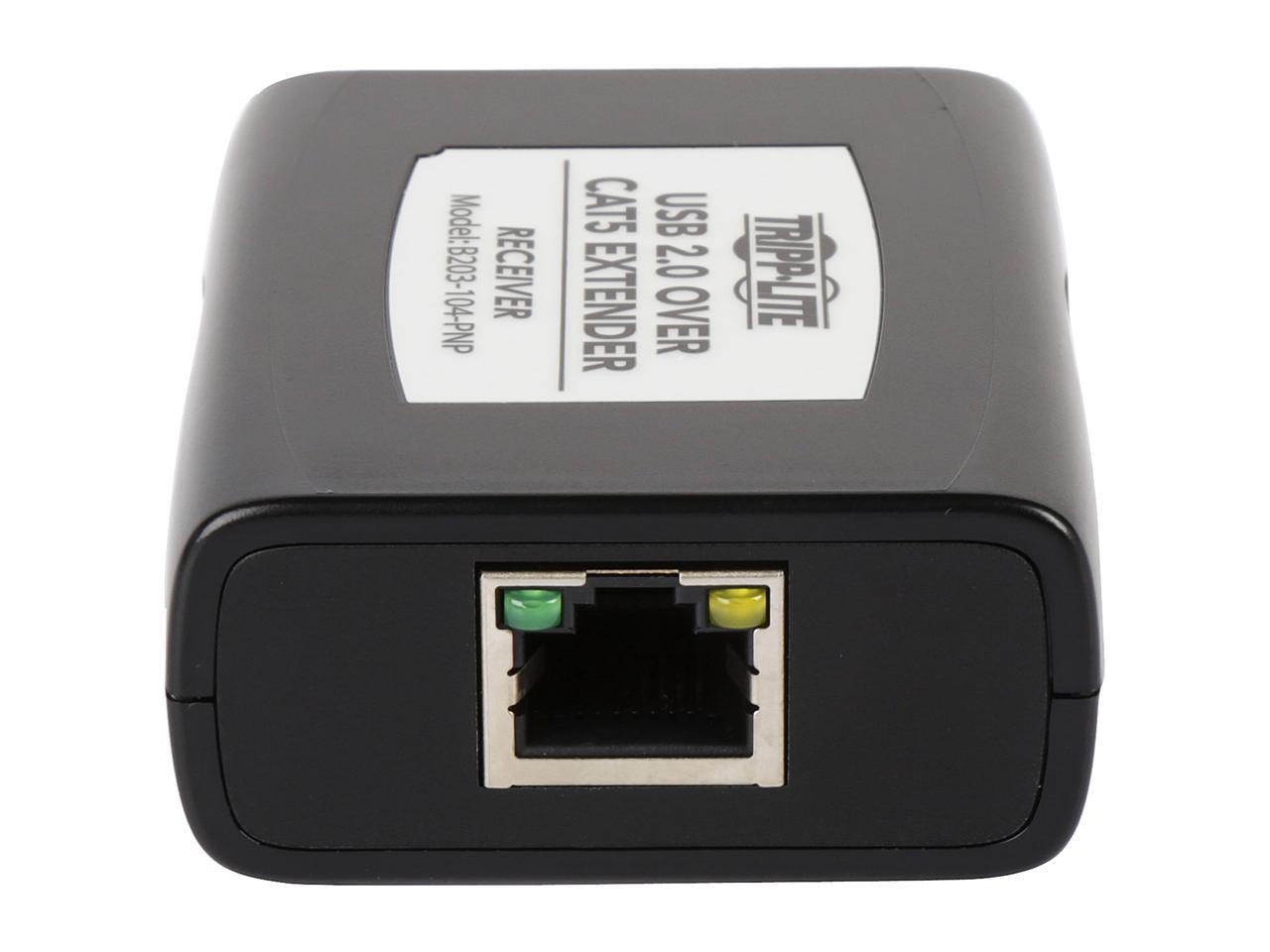 Tripp Lite 4-Port USB 2.0 over Cat5/Cat6 Extender Hub Kit, Transmitter & Receiver, Hi-Speed USB-A Up to 164 ft. (B203-104-PNP)