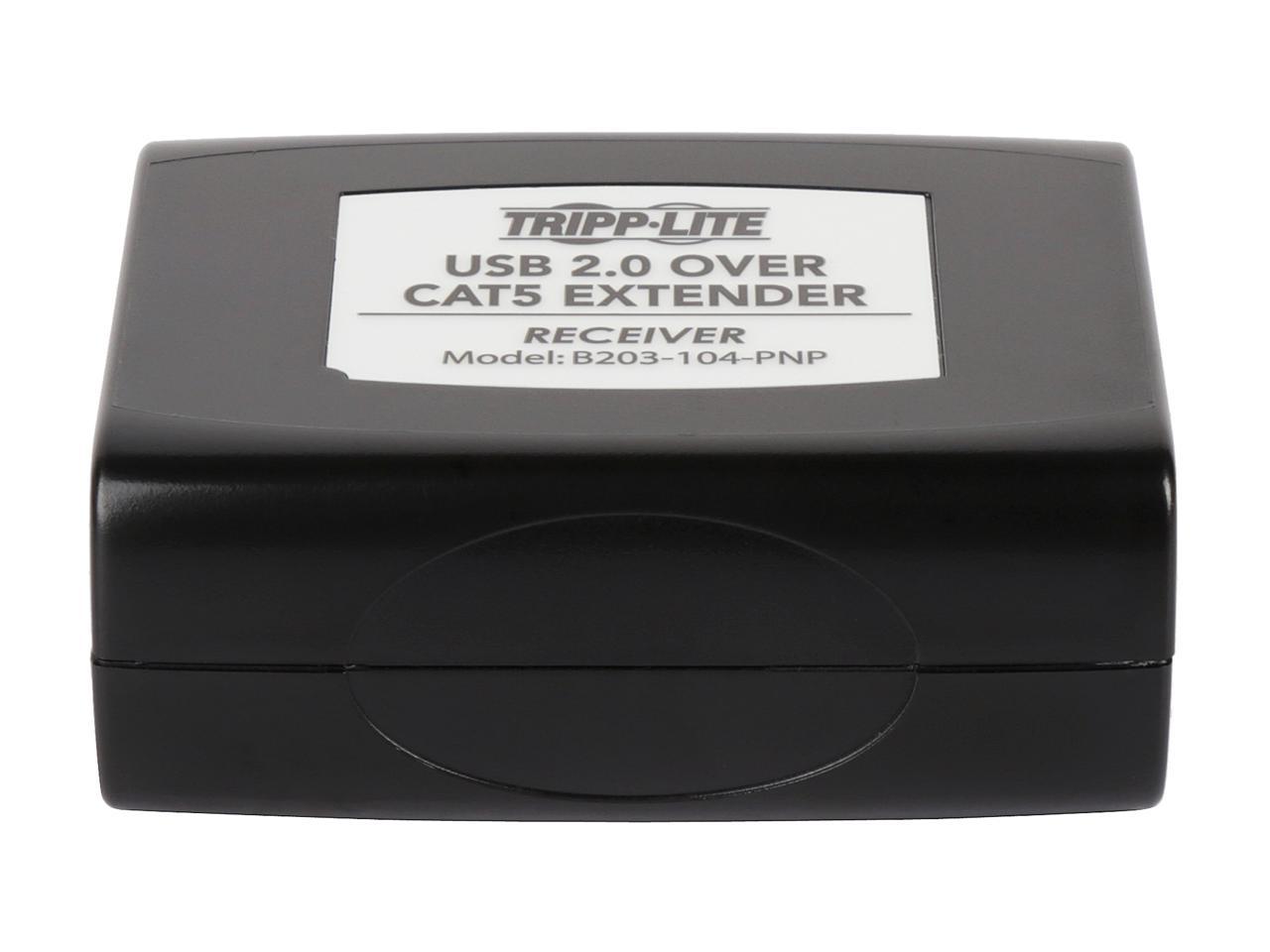 Tripp Lite 4-Port USB 2.0 over Cat5/Cat6 Extender Hub Kit, Transmitter & Receiver, Hi-Speed USB-A Up to 164 ft. (B203-104-PNP)