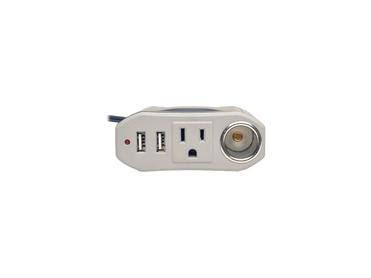 Tripp Lite 100W Car Power Inverter with Outlet, 12V CLA Receptacle & 2 USB Charging Ports (PV100USB)
