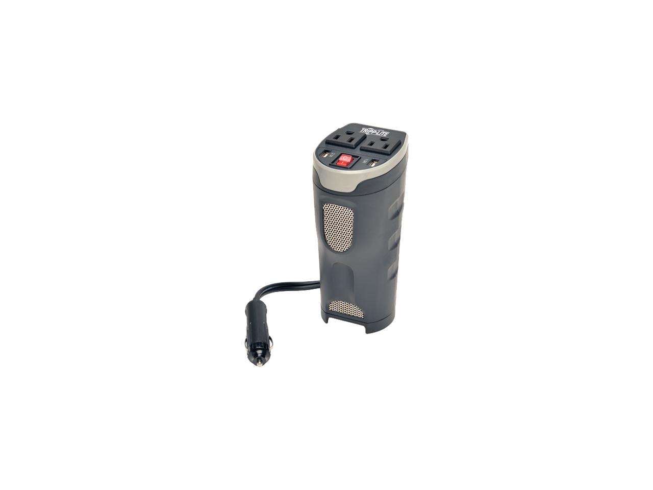 Tripp Lite 200W Car Power Inverter with 2 Outlets & 2 USB Charging Ports, Cup Holder Design (PV200CUSB)