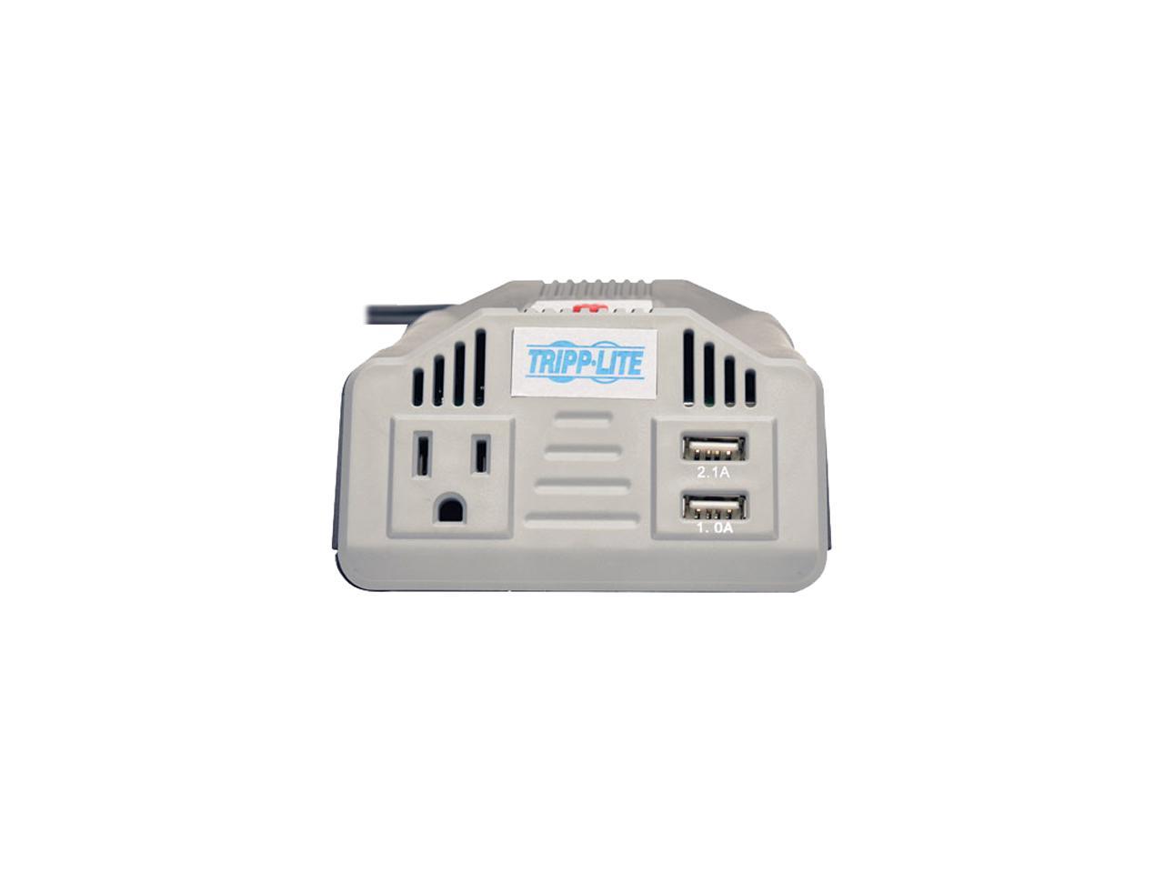 Tripp Lite 200W Car Power Inverter with Outlet & 2 USB Charging Ports, Ultra-Compact (PV200USB)