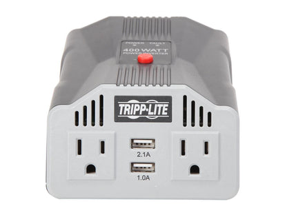 Tripp Lite 400W Car Power Inverter with 2 Outlets & 2 USB Charging Ports, Ultra-Compact (PV400USB)