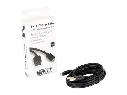 Tripp Lite M100-010-BK Black USB Sync/Charge Cable with Lightning Connector, Black, 10 ft. (3 m)