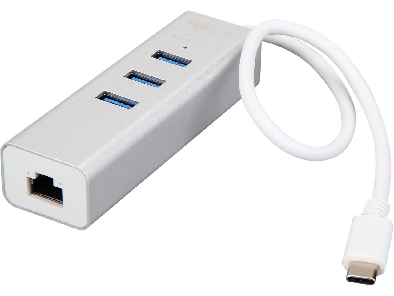 Tripp Lite 3-Port USB 3.1 USB-C Gigabit Ethernet Adapter Portable, Aluminum (U460-003-3A1G)