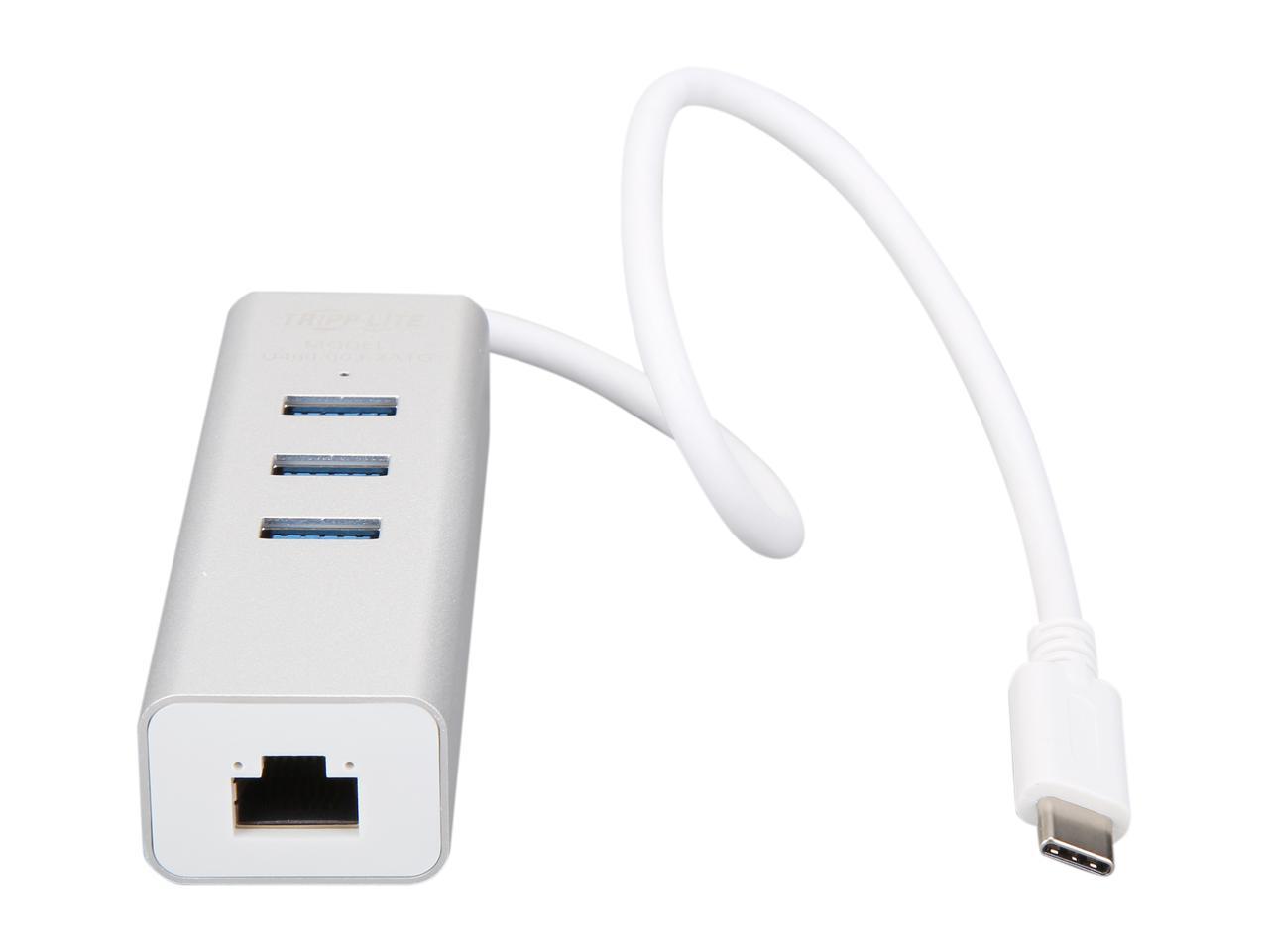Tripp Lite 3-Port USB 3.1 USB-C Gigabit Ethernet Adapter Portable, Aluminum (U460-003-3A1G)