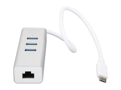 Tripp Lite 3-Port USB 3.1 USB-C Gigabit Ethernet Adapter Portable, Aluminum (U460-003-3A1G)