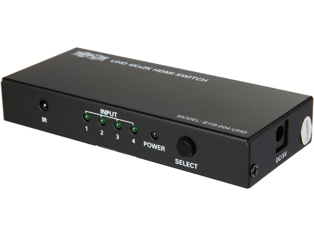 Tripp Lite 4-Port HDMI Switch for Video and Audio, 4K x 2K UHD @ 60 Hz (HDMI F/4xF) with Remote Control (B119-004-UHD)