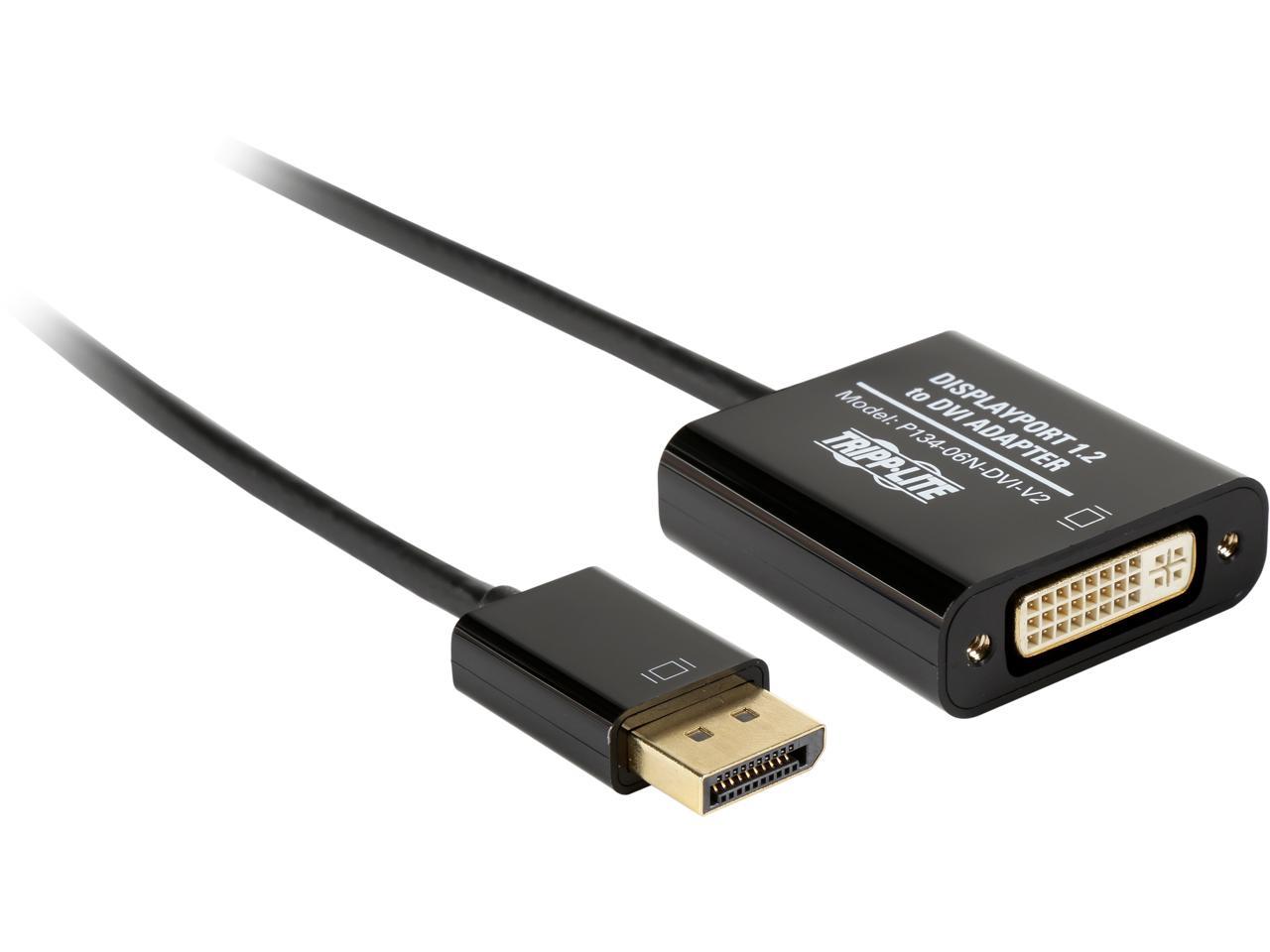 Tripp Lite DisplayPort to DVI Active Cable Adapter, DP 1.2, Converter for DP to DVI (M/F), 1920 x 1200/1080p, 6 in. (P134-06N-DVI-V2)