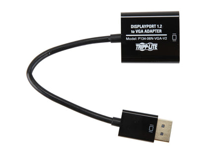 Tripp Lite DisplayPort to VGA Active Cable Adapter, DP 1.2, Converter for DP to HD15 (M/F), 1920 x 1200/1080p, 6 in. (P134-06N-VGA-V2)