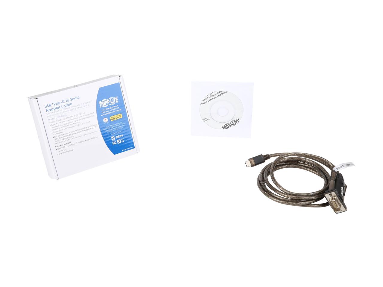 Tripp Lite USB-C to DB9 Serial Adapter Cable, 5' USB 2.0 Type C to RS-232 (M/M), 5 ft. (U209-005-C)