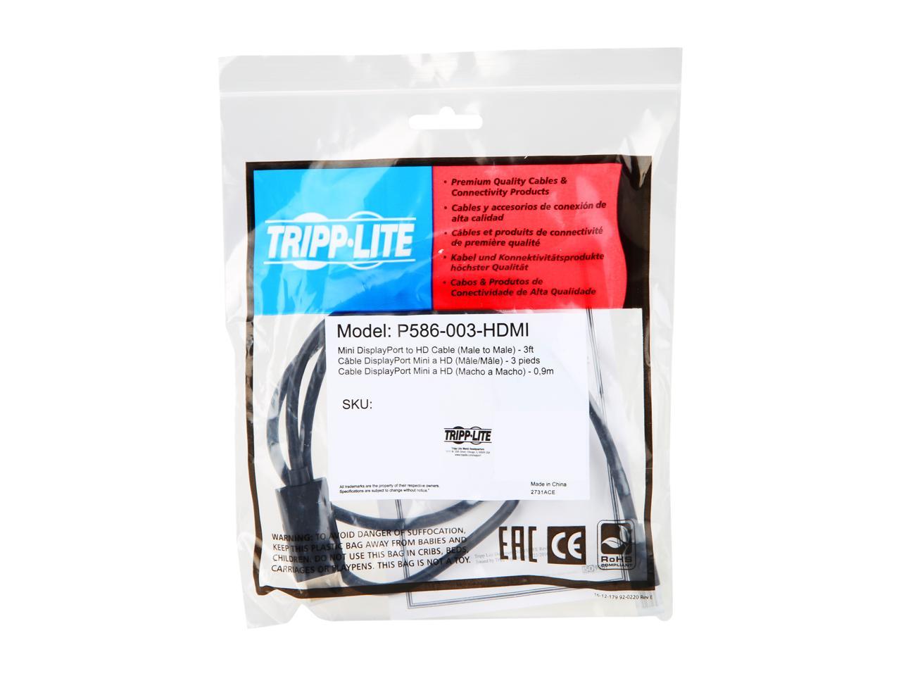 Tripp Lite 3ft Mini Displayport to HDMI Converter Cable MDP-HDMI M/M 1080p