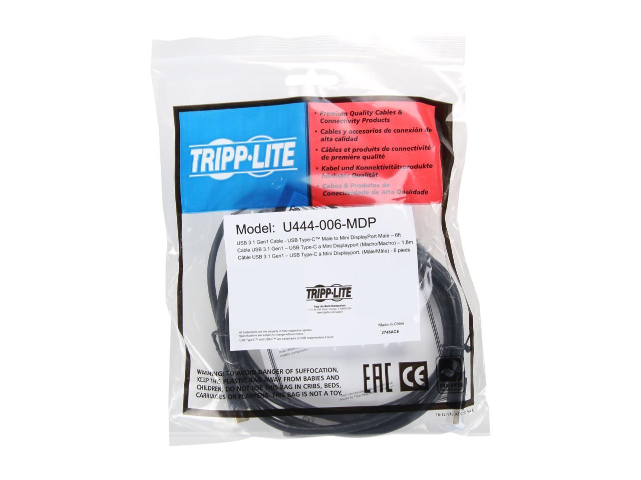 Tripp Lite USB C to Mini DisplayPort 4K Adapter Cable USB Type C to mDP 6ft (U444-006-MDP)