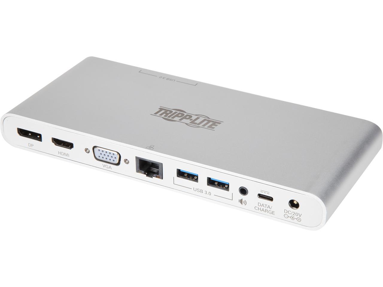 Tripp Lite USB C Docking Station w/USB Hub HDMI VGA DP Gbe PD Charging 4K (U442-DOCK4-S)